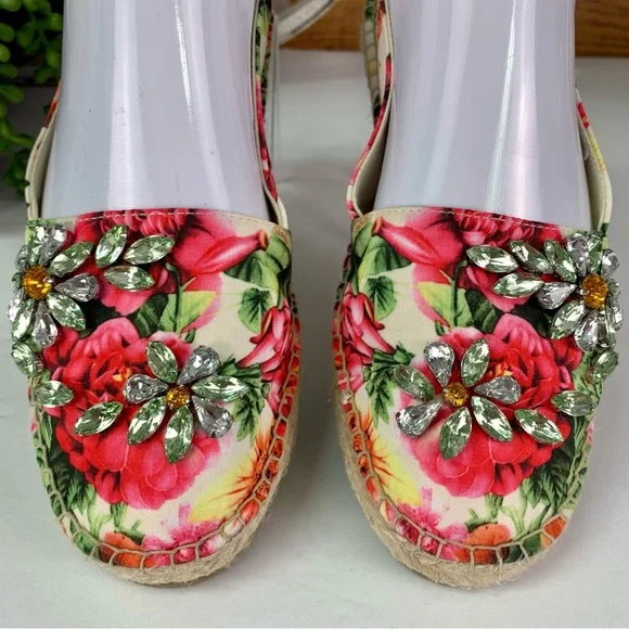 Yellow Box Lucetta Jewel Embellished Floral Slip On Espadrilles - Picture 3 of 9